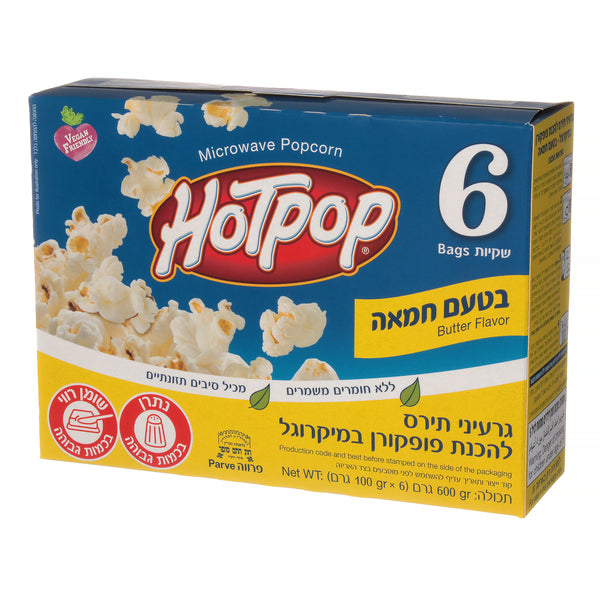 Hotpop popcorn with butter flavor 6*100 g
