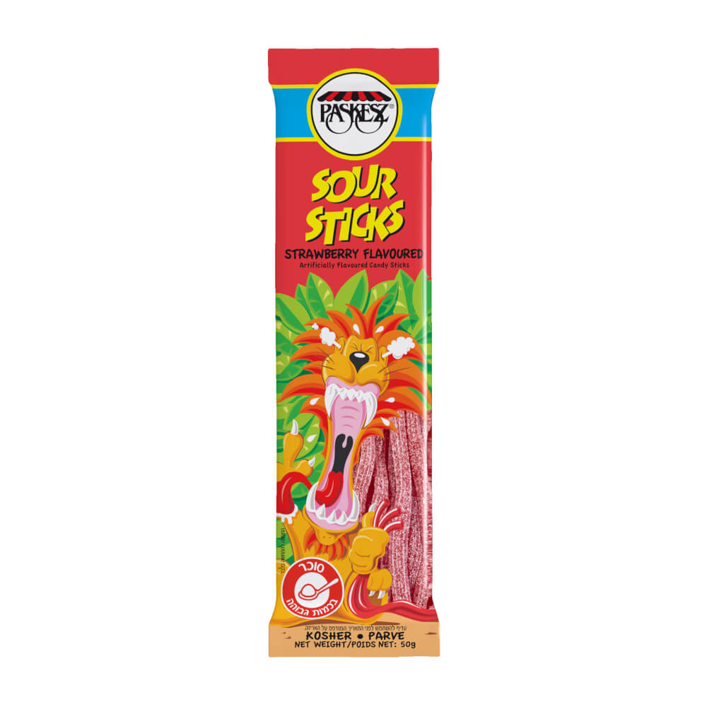 Sour Strawberry Sticks 50g