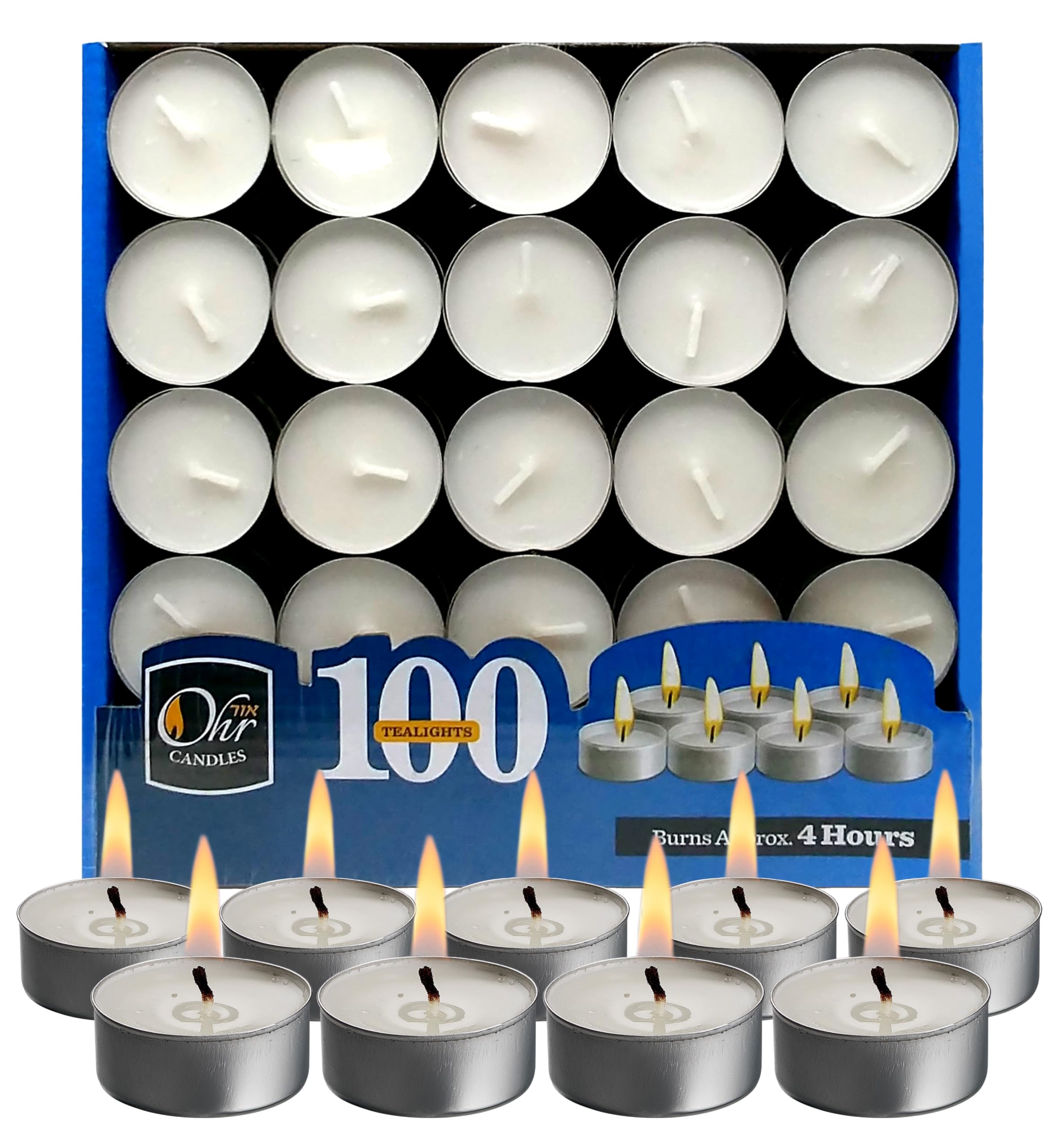 100 נרות 4 שעות בתפזורת