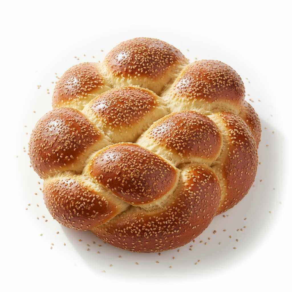Sweet round challah with sesame